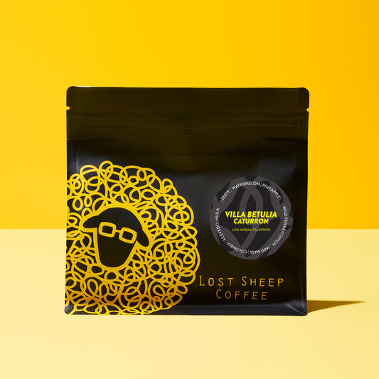 Lost Sheep Coffee's: Caturron - Black Edition Single Origin in black packaging