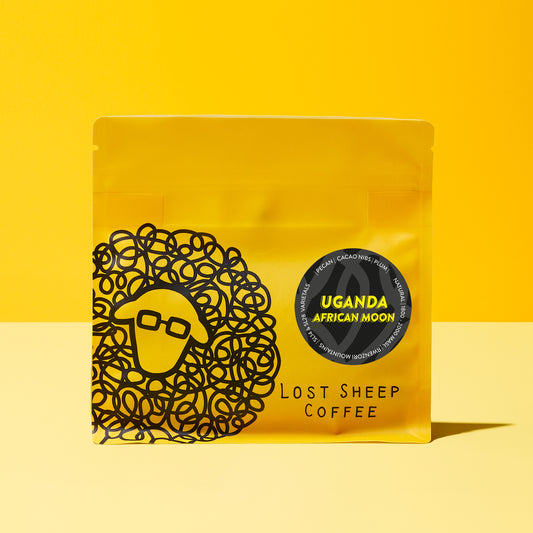 Lost Sheep Coffee's: Uganda African Moon Single Origin in yellow packaging