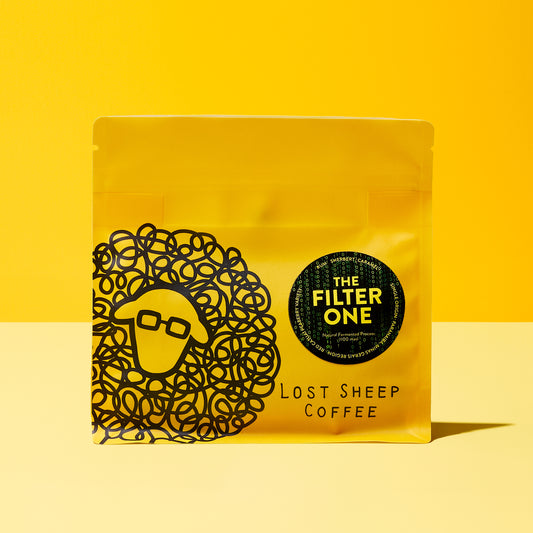 Lost Sheep Coffee: The Filter One in yellow packaging