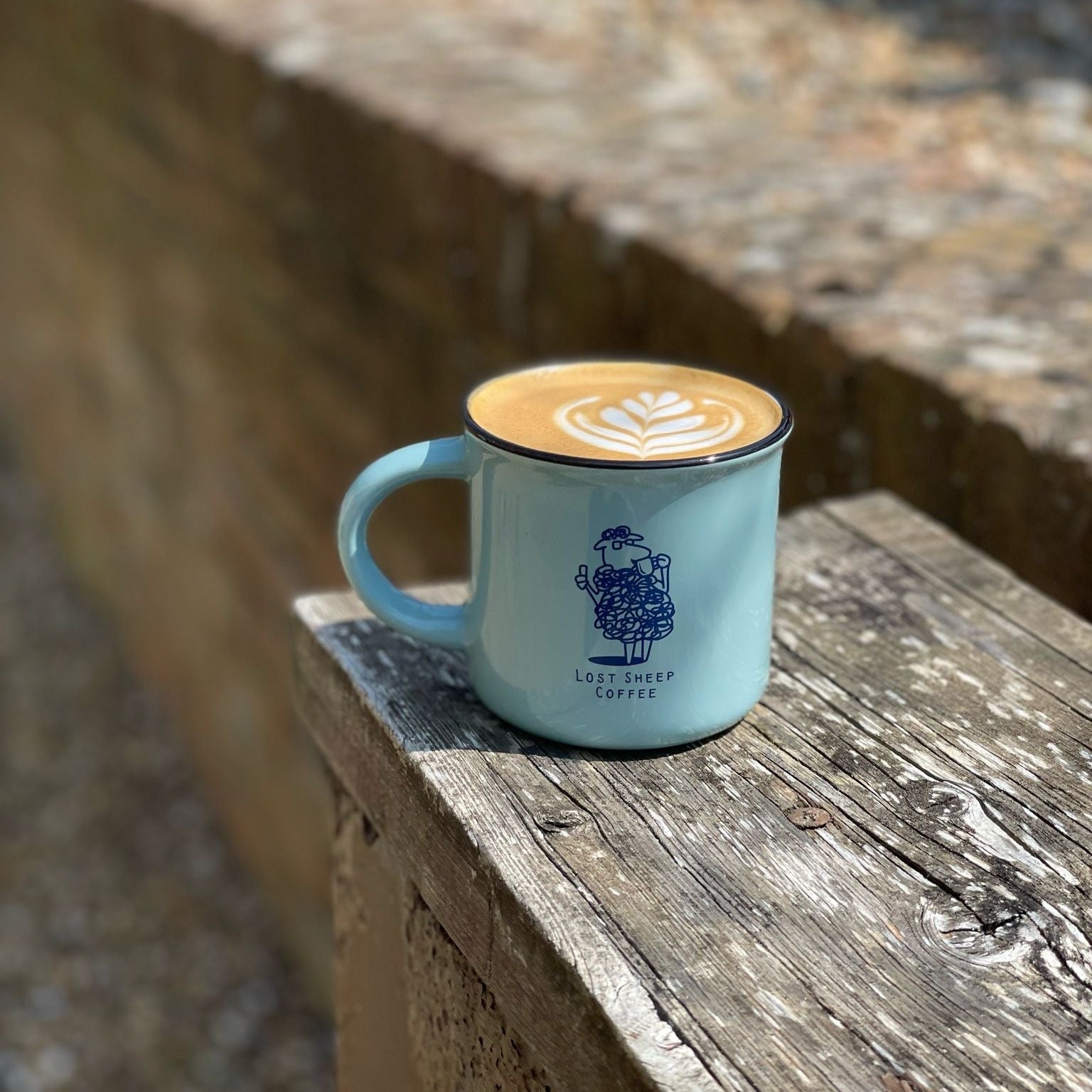 Lost Sheep Ceramic Cup, light blue with logo