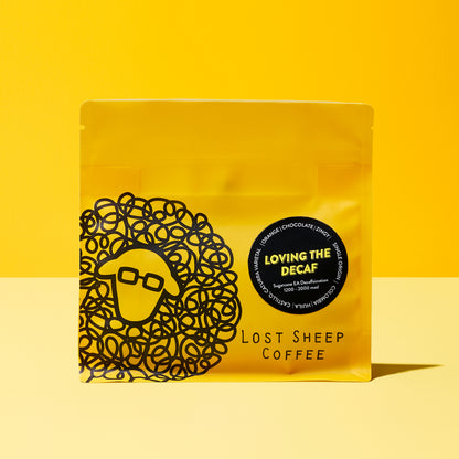 Lost Sheep Coffee "Loving the decaf" packaging