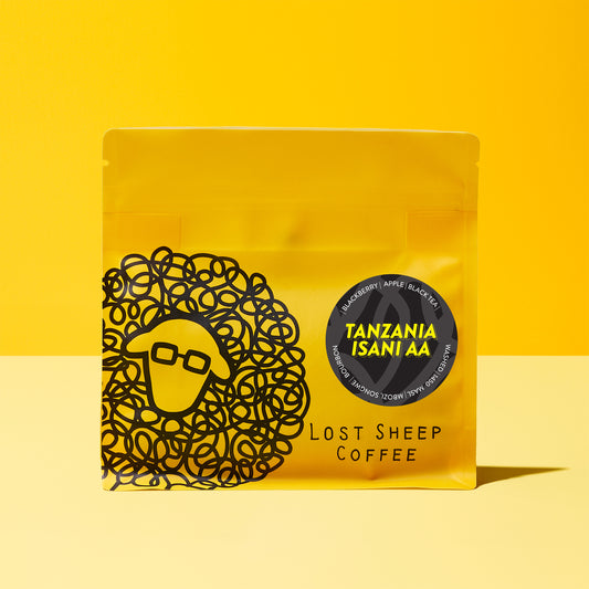 Lost Sheep Coffee's: Tanzania Isani AA Single Origin in yellow packaging