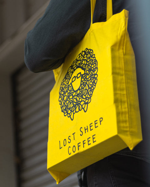 Yellow Tote Time ~ Lost Sheep Coffee Tote Bag